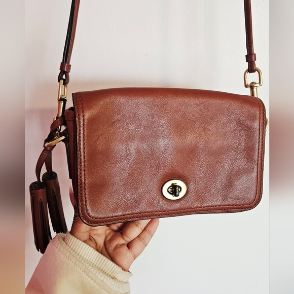 Coach Legacy Leather Penny Crossbody Bag in Cognac Brown - Picture 5 of 10